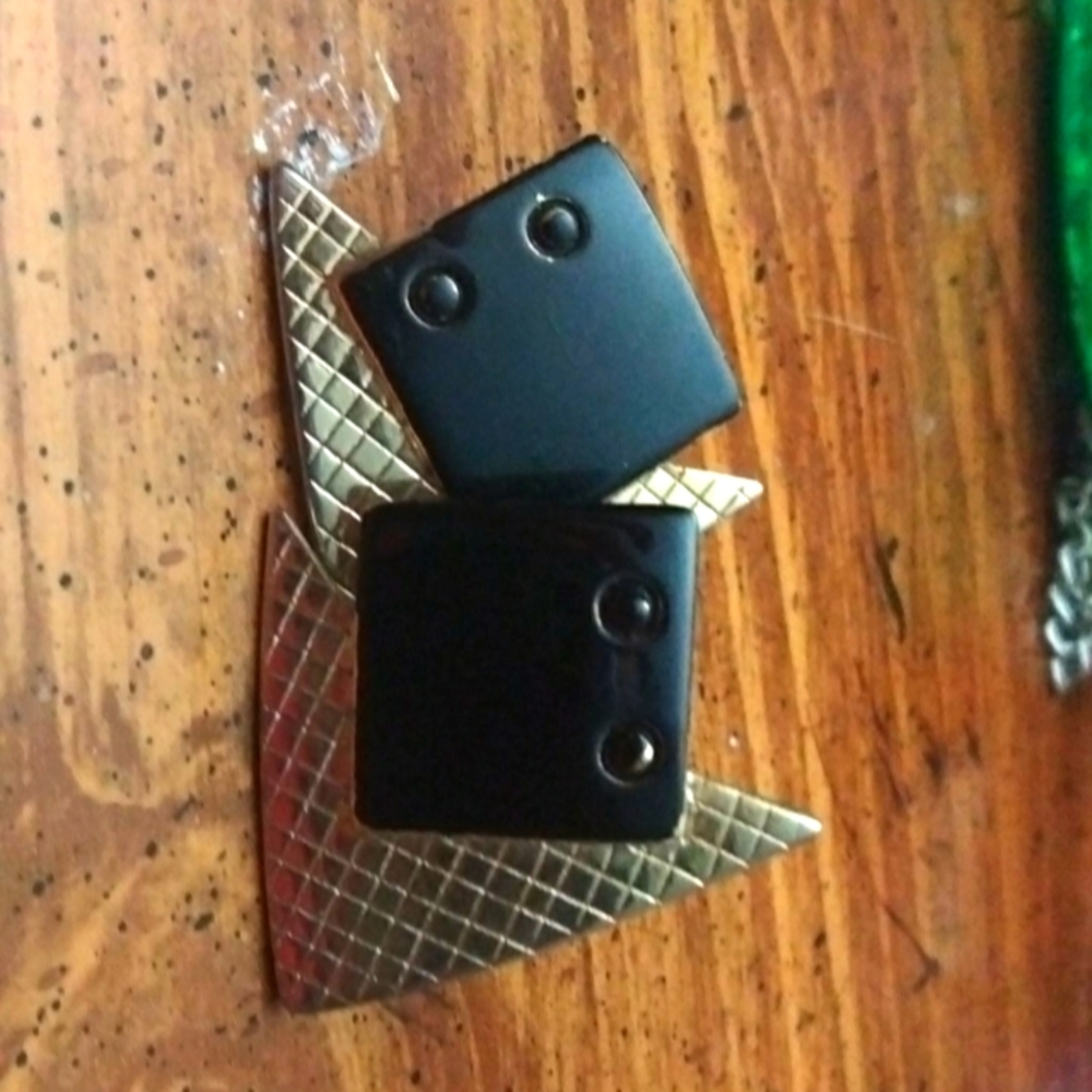 Black and Gold Geometric Earrings